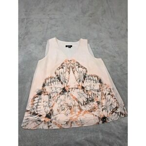 DKNY Womens Peach Butterfly Wing Print Sleeveless V-Neck Layered Blouse Medium